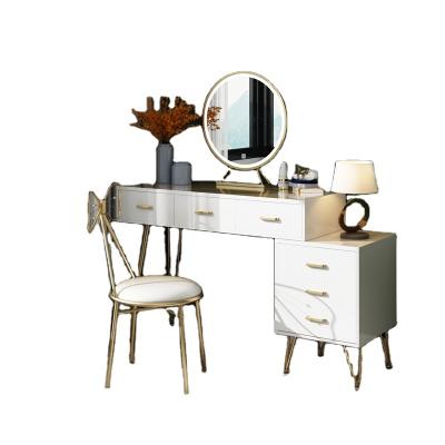 China (Other)Adjustable Wooden Folding Makeup Dressing Table With Mirror And Cushioned Stool for sale