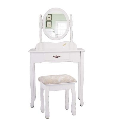 China (Other)Adjustable Wooden Vanity Makeup Dressing Table Set With Mirror And Stool for sale