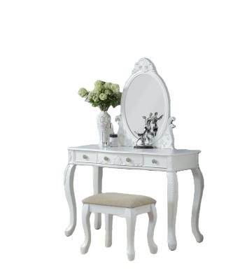 China (Other)Adjustable Vanity Dressing Table with Champagne Oval Shape Mirror Stool Set for sale