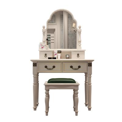 China Handmade designer home velvet melamine particle board dressing makeup table with mirror for sale