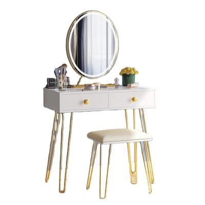 China (Other)Adjustable Stool Mirror Cushioned Wooden Dressing Table With Drawers Storage Shelf for sale