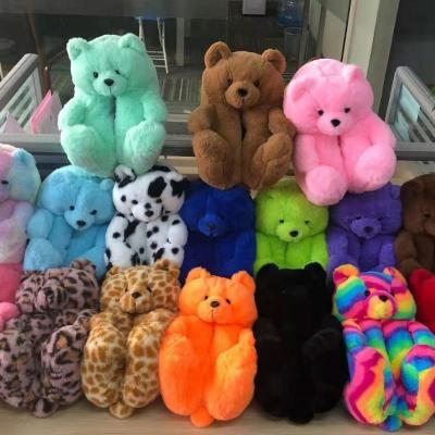 China Fashion the 2021 trend in the running high quality outdoor indoor ladies teddy bear non-slip women slippers to support slippers for sale