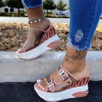 China 2020 New Design Breathable Fashion Platform Sandals Summer Wedges Shoes Woman Casual Slip On for sale