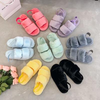 China Fashion Trend Platform Fur Slippers Ladies Fur Luxury Real Slippers For Women Girls Sandals Slippers for sale