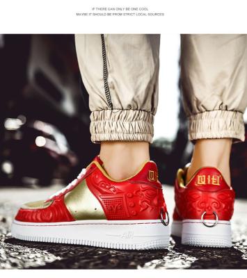 China Fashion Trend 2021 Autumn And Fashionable Big Size Totem AF1 Classic Winter Microfiber Leather Customize Shoes Sneakers Men for sale