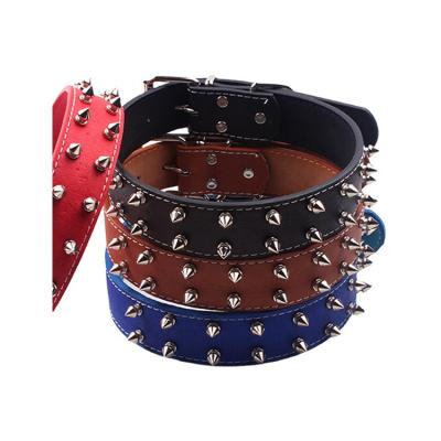 China Viable Quality Guarantee Nailed Dog Collars Leather Genuine Leather Dog Collar for sale