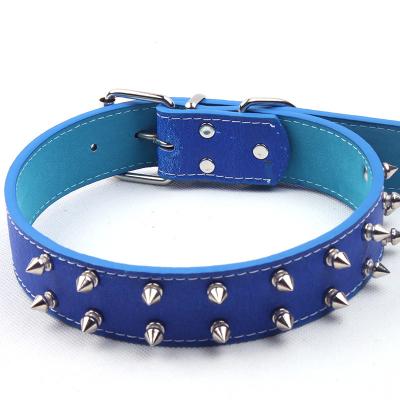 China Viable Wholesale Custom Luxury Leather Dog Collar Lead Spike Leather Dog Collar for sale