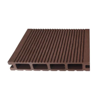 China Modern Outdoor Embossing WPC Decking Flooring Panel 140mmx25mm Square Hole 3D Wood Texture Waterproof Plastic Composite Flooring for sale