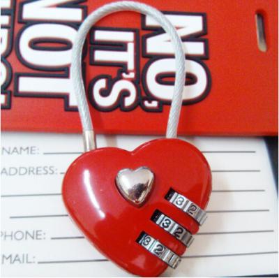 China 3 Digits Heart Shape Combination Padlock Lover's Lock CR-28A for sale