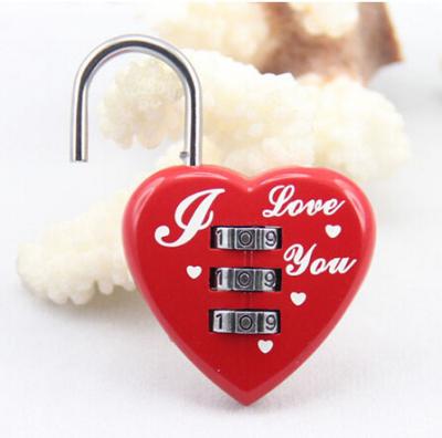 China 3 digit Combination Padlock Password Padlocks Heart Shape coded Lock Luggage Locks CR-28B for sale