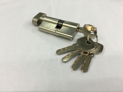 China 65mm (30*35) Split Euro Profile Single Brass Cylinder Lock with 5 brass computer keys Surface finish Nickle plated for sale