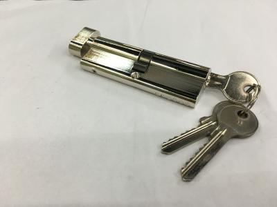 China 90mm (45*45) Euro Profile Single Brass Cylinder Lock with 3 brass normal keys Surface finish Bright nickle for sale