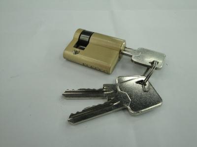 China 40mm(30*10) Euro Profile  Brass Half Cylinder Lock with 3 brass normal keys Surface finish Original brass for sale