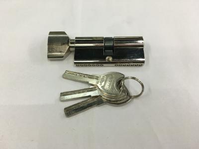 China 70mm(35*35) Single Zinc Cylinder with 3 iron computer keys Surface finish Bright nickle with Knob for sale