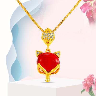 China Fashionable And Simple Cute Zircon Fox Pendants And Charms Ladies Gold Plated Inlaid Pendant Necklace Gift for sale