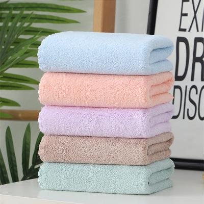 China Kid Safe Microfiber Coral Fleece Customized Logo Towel Set Quick Water Absorbent Soft Thick Flannel Face Towel for sale