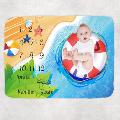 China Therapy i@home Baby Growth Chart Milestone Blanket Girl Month and Age Blanket for Baby Nursery for sale