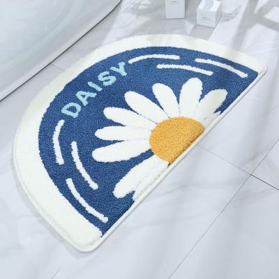 China i@home Words Daisy Design Bath Mat Round Boho Plush Thick Stocked Blankets For Shower Room for sale