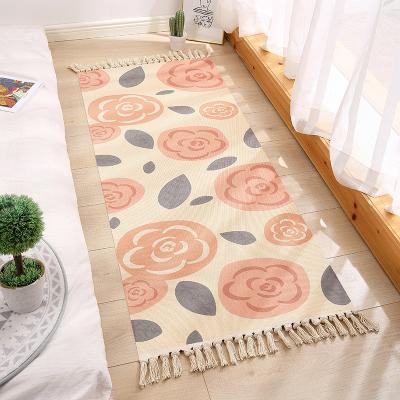 China Indoor i@home ns boho tassel cotton washable living room woven blanket foot floor mat for sale