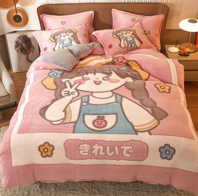 China Wholesale cheap folded home textile cotton comforter bedding set solid color air conditioning bedspreads quilt set with pillowcase ROI for sale