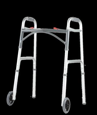 China Mobility Aids Aluminum Lightweight Height Adjustable Two Button Folding Walker for sale