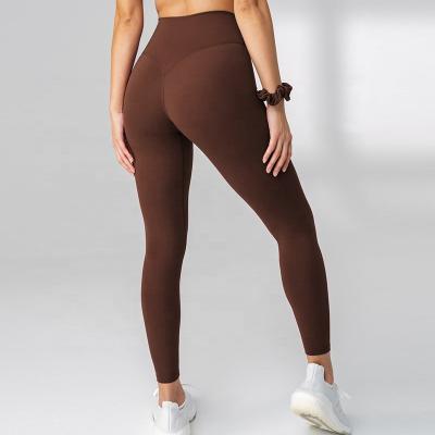 China Nice Breathable Custom Solid Stitching V Curve Logo Breathable Quick Dry Recycled High Waist Gym Fitness Yoga Pants For Women for sale