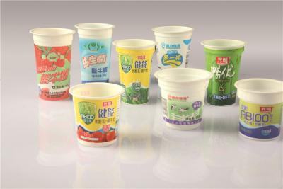 China Disposable Custom Plastic / PP / PS Yogurt Cups With Printed Shrink Label for sale