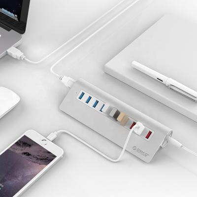 China Aluminum Alloy ORICO M3H73P-SV 10 Left Charging USB3.0 HUB with 5V2A Desktop Charger for iPhone/ iPad for sale