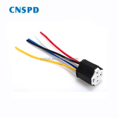 China Automotive 12V 24V 5pin 40A ceramic auto relay socket with 16AWG 18AWG wires for sale