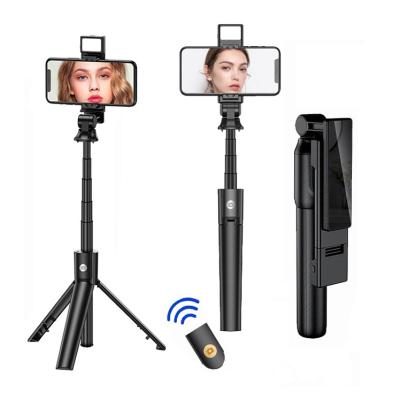 China New Design Fold Fill Lightweight Retractable Foldable Living Selfie Stick Mini Selfie Stick K22 Portable Tripod for sale