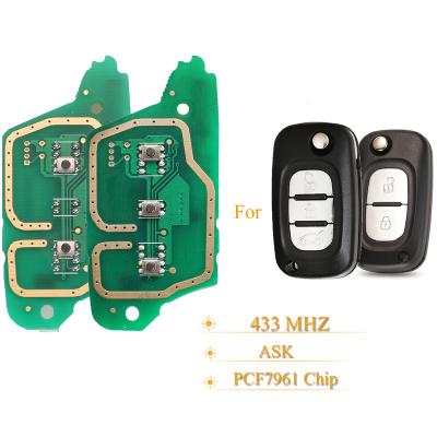 China Hot Sale 2/3 Buttons Card Remote Key Fob ASK 433Mhz ID46 Pcf7961 Chip For Smart Citan C044 for sale