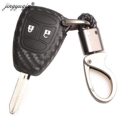 China Hot Sales 2 Button Carbon Fashion Key Cover Case For Chrysler Caliber Liberty Remote Fob Nitro 300 Pint Cruiser Sebring Dodge for sale