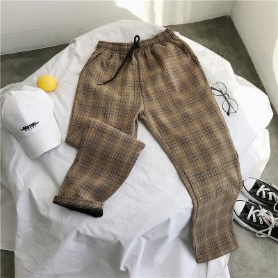 China 2021 Anti-Static Springs Plaid Wide-leg Pants Men's Ninth Pants Korean Students Loose Casual Plus Size Pants for sale