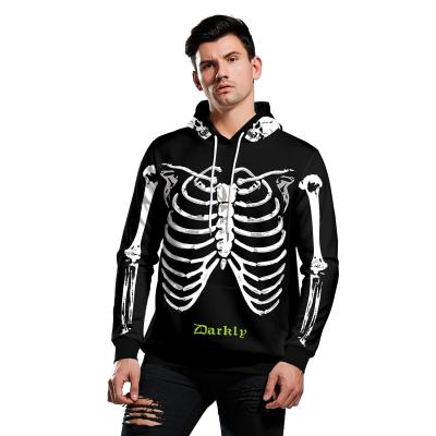 China Wholesale Design Anti-pilling Custom 3D Skeleton Printed Hoodies Men Women's Hoodies Halloween Party Casual Hoodies for sale