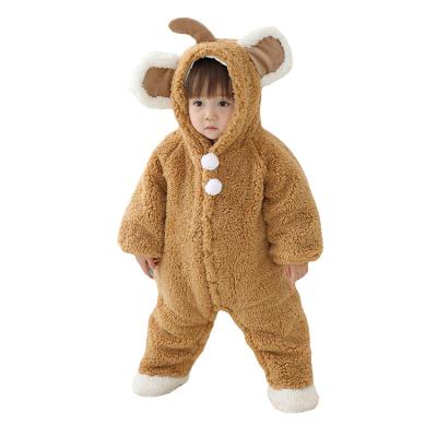 China Wholesale Warm Daily Wear Baby Clothes Hooded Jumpsuit Animals Baby Flannel Winter Long Sleeve Romper for sale