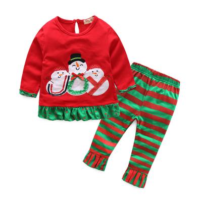 China Newest fashion newest fashion cotton casual christmas wholesale children's boutique clothing print girls clothing set backing worsted 1000 SL for sale