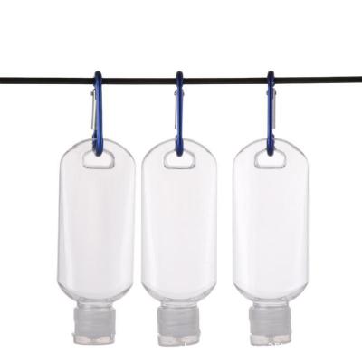 China BEAUTY PACKAGING 50Ml Oval Plastic Pet Hanging Bottle With Flip Tops For Hand Sanitizer Packaging for sale