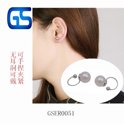 China Stainless Steel Stainless Imitated Pearl Ear Bone Cuff No Ear Hole Ear Clip Body Jewelry for sale