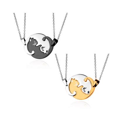 China Lovely cute hot sales cats shape to couple pendant necklace for women and men for sale