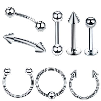 China Stainless Steel Ring Navel Stud Curved Eyebrow Piercing Navel Nose Ring Nose Tongue Stud Ear Lip Lip Hoof Ring Bcr Jewelry for sale