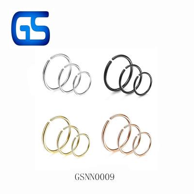 China 19g 20g 21g Stainless Steel Stealth Opening Circle Punk Nose Ring for sale