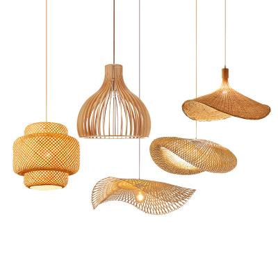 China Modern Handmade Bamboo Lantern Modern Pendant Lamp Tea Style Chandelier Pendant Light for sale