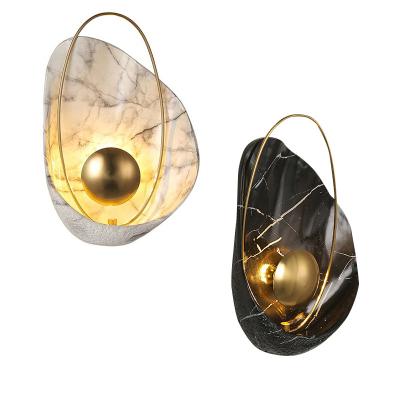 China Modern Post-modern Creative Shell Shape White Resin Decorate Wall Lamps Hotel Bedroom Led Decoration Wall Lamps For Living Room for sale