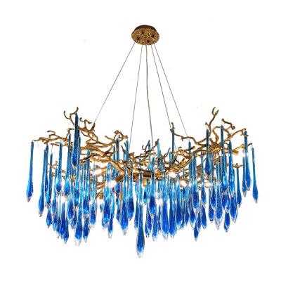 China Luxury Modern Hanging Lighting Pendant Light Gold LED Crystal Chandelier Aluminum Circle Luxury Rings Ceiling Lamp for sale