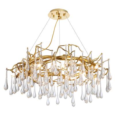 China Luxury Modern Decorative Raindrop Chandelier Living Room Bedroom Crystal Drop Shaped Pendant Light for sale