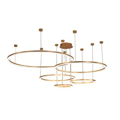 China Modern Creative Modern Living Room Bedroom Dining Room 3-5 Ring Shape Halo Lighting LED Ring Chandelier 3500K Gold Lighting for sale