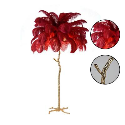 China Simple Modern Floor Lamp Modern Decorative For Hotel Resin Floor Cube Lights Nordic Ostrich Feather Floor Lamp Luxurious Stand for sale