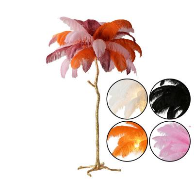 China Artistic Modern Ostrich Standing Floor Lamp Corner Led Chandelier Floor Lamp Minimalist Bohemian Light With Feathers for sale