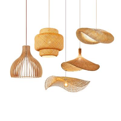 China Modern Rattan Hotel Bar Attic Pendant Light Restaurant Lighting Chandeliers Individuality And Creativity Bamboo Pendant Light for sale