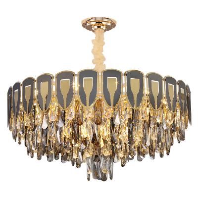 China New Design Modern Luxury Modern Living Room Light Round Crystal Chandeliers Golden Dining Room Bedroom Lamp for sale